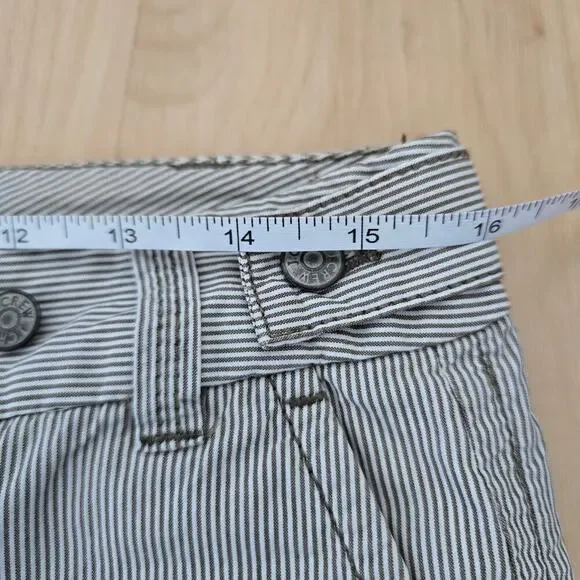 J Crew Chino Y2K Low-rise Striped Bermuda Shorts Womens Size 8 Brown White - Picture 7 of 9